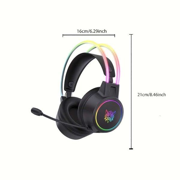 ONIKUMA RGB With Noise Cancellation, High-Quality Sound, Detachable Microphone - Black Anime Theme Design, USB Power, Suitable For PC And Laptop, Surround Sound
