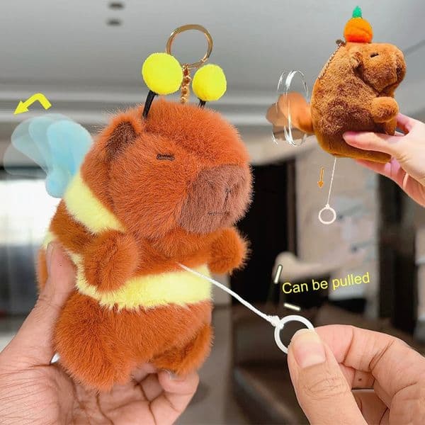 Cute Cartoon Capybara Pendant Capybara Drawing Jitterbug Wings Bee Water Dolphin Keychain Plush Bee Doll Bag Hanging Ornaments 251103