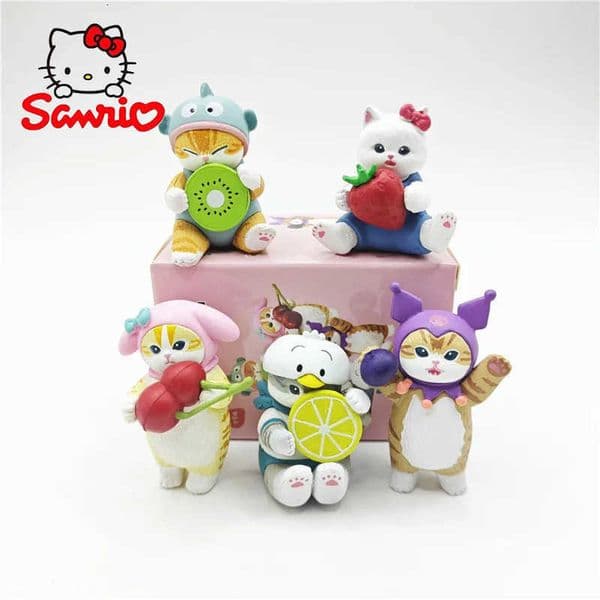 Sanrio Mufosand Shark Cat Co Branded Second Generation Fruit Dress Up Ugly Fish Kuromi Blind Box Anime Action Figure Ornament Gift H251104