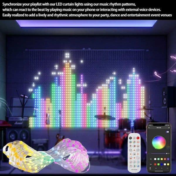 400LEDs Smart Curtain LightsDIY Music Change Displayfor Window Bedroom Decoration RGB Fairy Lights Bluetooth App LED String Z251101