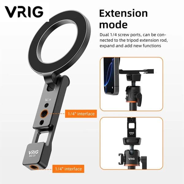 VRIG Magnetic Phone Holder Stand Cold Shoe Tripod Mount w 14 Screw for iPhone Android Phone Desktop Live Streaming Vlog 251103