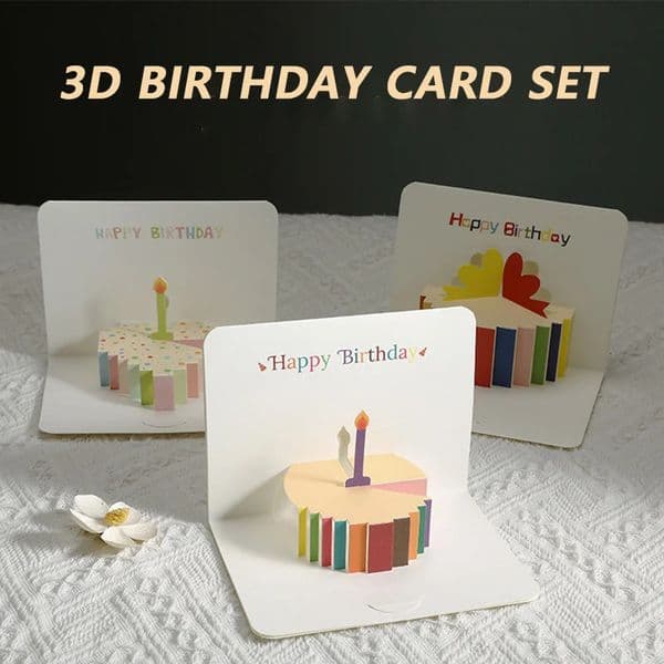 3D Happy Birthday Card Cake Flower Card with envelope fun birthday card suitable for women men ren friends greeting cards gift parties 250403