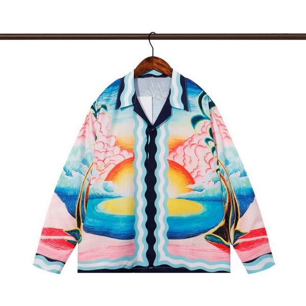 Men Casual Shirts Designer Letter Print Hawaii Variety Slim Fit Long Sleeved Shirts Mens Dress Shirt