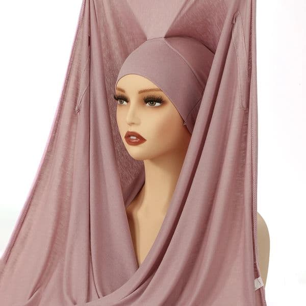 est Instant Jersey Hijab with Magnetic Buckle Women Soft Cotton Jersey Scarf Sew Wide Edge Muslim Modal Open Caps Undercaps 251103