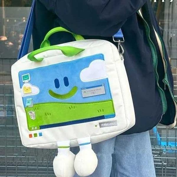 Funny Smiling Face Shoulder Bag for Students Allmatch Embroidery Laptop Bags Fashion Large CapaciTY Versatile BagsW251103