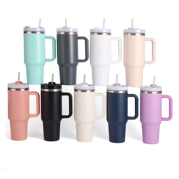 2026 1Pcs H2 0 Plus New 40 Oz Stainless Steel Tumblers With Handle Lid Straw Big Capacity Beer Mug cologne Water Bottle Outdoor Camping Vacuum Insulated Drinkin