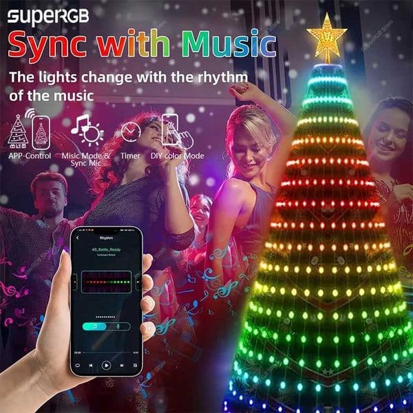Smart Christmas Tree 21M 400LED Decoration Lights RGB Fairy LED String Lights DIY Remote App Control Party Festival Home Decor Z251101