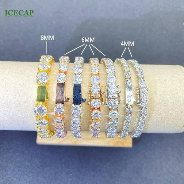 Hip Hop Jewelry Bracelets 925 Sterling Silver 4mm 6mm 8mm VVS Diamond Moissanite Tennis Chain Bracelets Jewelry