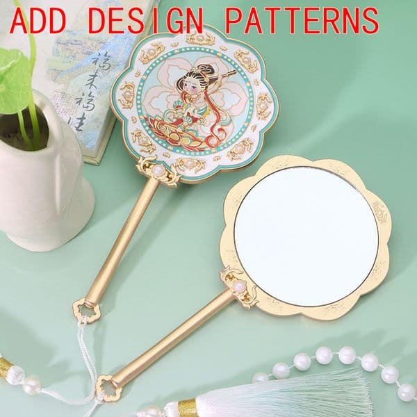 Designer Custom art Chinese Style Classical Dunhuang Style Steric Handheld HD Vanity Creative Collection Cultural Arts Crafts Gifts Rincess Mirror Gift Box Set