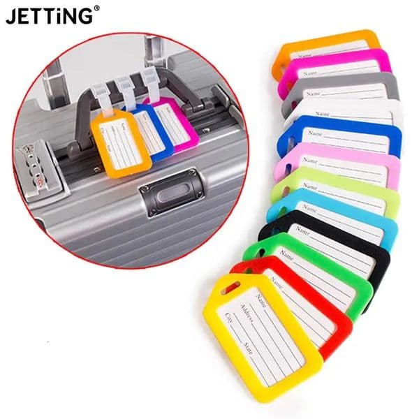 10pcs Luggage Tags Suitcase Label Bag Travel Accessories Luggage Bag Tag Name Address ID Label Plastic Suitcase Baggage Tags 251103