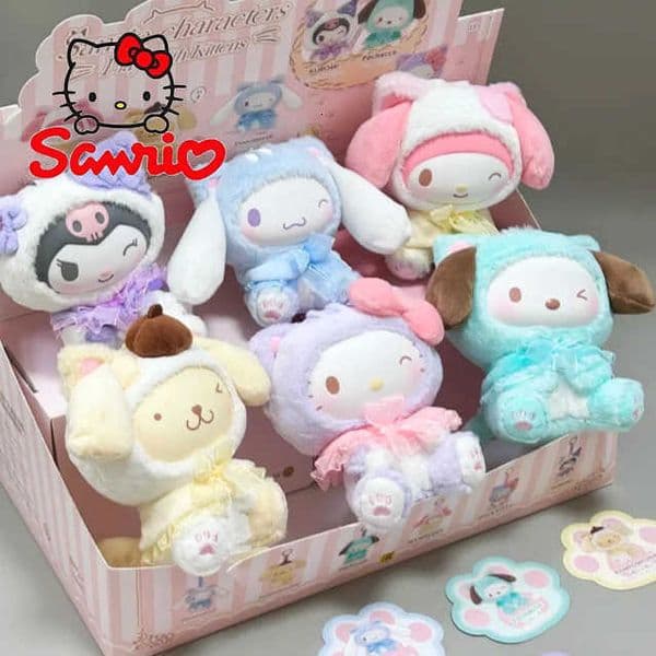 Sanrio Original Anime 9th Play With Kittens Series Vinyl Blind Box Plush Latte Kawaii Kulomi Backpack Pendant Toy Birthday H251104