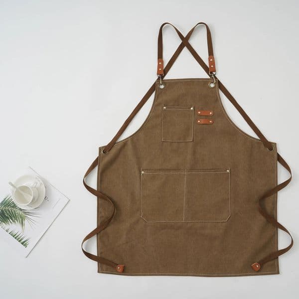 Thick canvas apron kitchen coffee hair salon carpenter horticultural worker denim strap cotton apron 251103