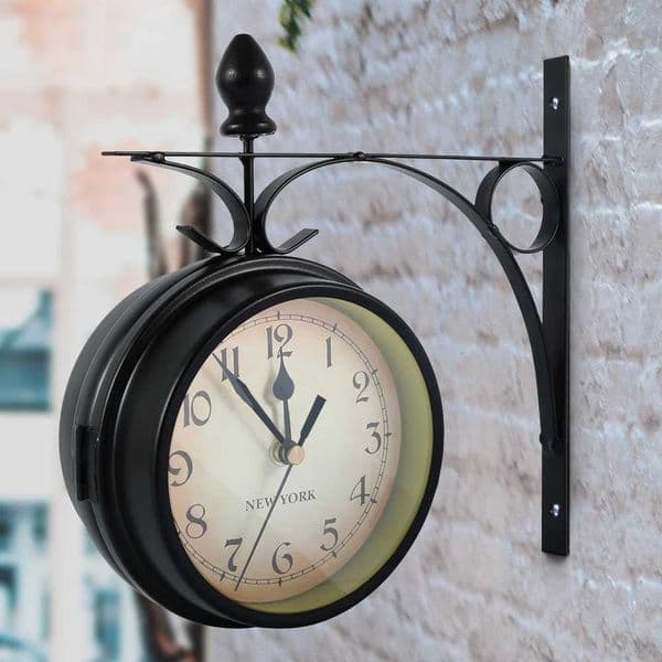 Wall Clock Retro Double-Sided Wall Clock Battery Operated Silent Station Clock Antique Wall Clock For Living Room Bedroom Office C251104