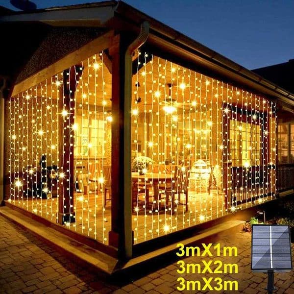 Solar LED Curtain Light Outdoor Garland Solar Fairy String Light Pavilion Garden Party Holiday Christmas Decor Copper Wire Lamps Z251101