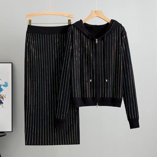 womens Knitted Cardigan High Waisted Buttocks Wrapped Skirt 2 Piece Suits y Diamond Fashion Sets 251103