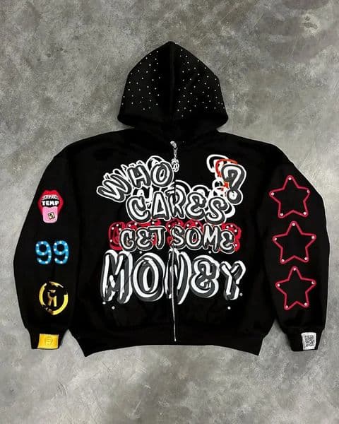 Y2k Retro Classic Clothing Gothpunk Hip Hop Rock Oversized Sportswear Mens Y2k American Street Fashion Zipper Hoodie Womens 250402