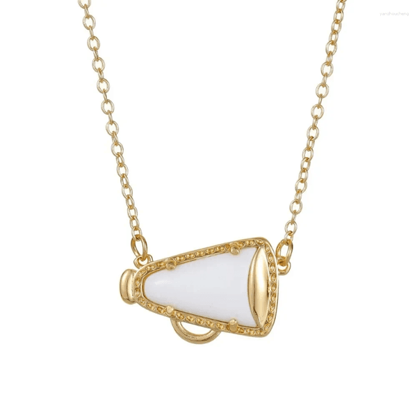 Pendant Necklaces Unique Gifts Cheer Megaphone Short Necklace In Mother-of-Pearl Fashion Jewelry