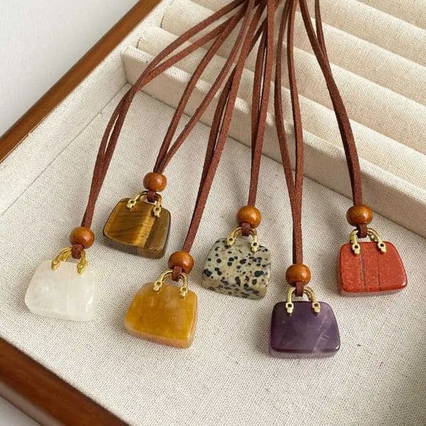 Natural Stone Pendant Necklace Long Style Sweater Chain for Women 251103