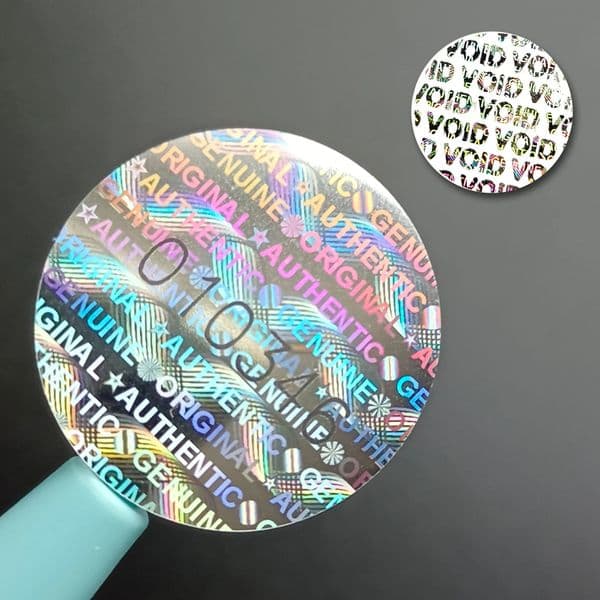 Silver Circular holographic sticker warranty void seals Adhesive labels with serial number High security laser stickers 1.5cm 250402BJ