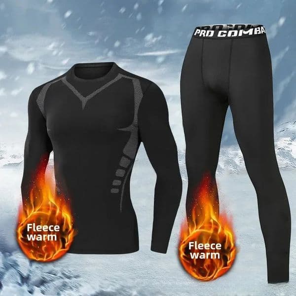 Mens Thermal Plush Base Layer Set Winter Thickened Running Trainning Quick Drying Clothes Fitness Tight Sports Mens Sweats Set 251104