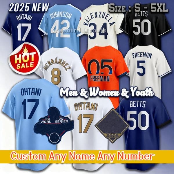 17 Shohei Ohtani 2025 World Series Champion Baseball Jersey Yoshinobu Yamamoto Enrique Hernandez Freddie Freeman Mookie Betts Roki Sasaki DOG