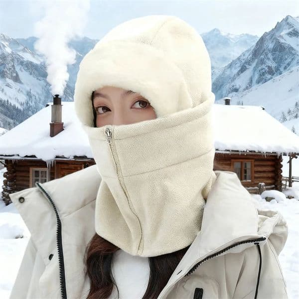 Winter Zipper Riding Thicken Mask Hooded Cap Windproof Ski Visor Breathable Thermal Face Mask Neck Warmer Scarf Helmet Hood 251103