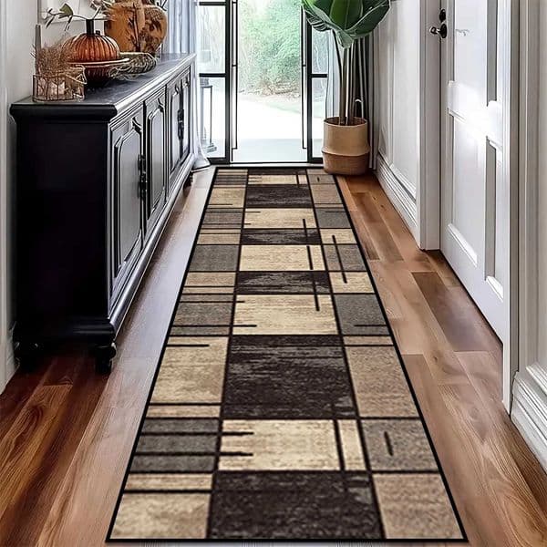 VIKAMA High-Grade Plaid Carpet Kitchen Rug Long Floor Mat Thin Door Mat Living Room Carpet Rug For Bedroom Home Decoration W251104