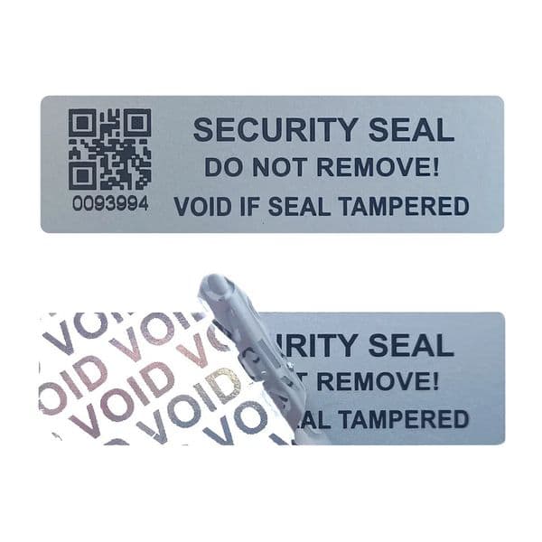 5x1.5cm Mute silve tamper proof sticker with qr code warranty void seal security label sticker with serial numbers 250402