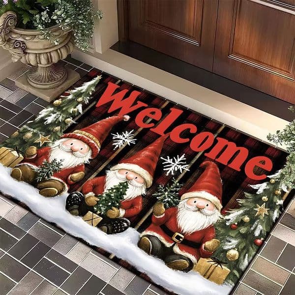 Christmas Welcome Doormat, Durable and Easy to Clean, Entryway Door Mat, Holiday Decorative Floor Mat, Home Decor