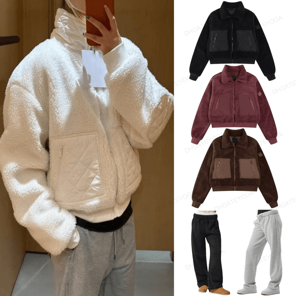 yoga New Set Stand Collar Zipper Top Underlay vest Pants Short Style Thickened for Warmth Fall Winter Sports Casual Wear Women Clothes jacket