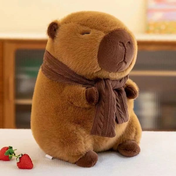 Removable Scarf Capybara Plush Doll Soft PP Cotton Simulation Capybara Ornaments Cute Toy Birthday Gifts 251104BJ