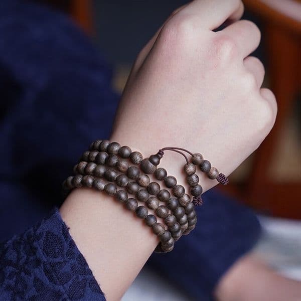 Handmade Natural Wood Jewelry Bracelet with Agarwood Fragrance Spiritual Purification Negative Energy Protection natural wood agarwood bracelet