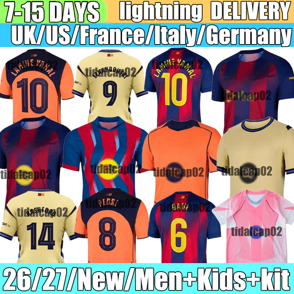 New Barcalona Season Jerseys LEWANDOWSKI FERMIN R.Araujo LAMINE YAMAL Soccer Jerseys KOUNDE RASHFORD PEDRI GAVI F. DE JONG OLMO 2026 football shirt mens kit kids