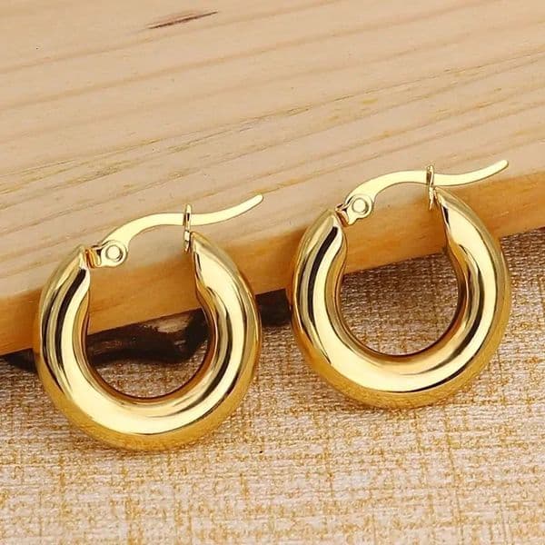 Classic Simple Gold Color Stainless Steel Geometric Circle Hoop Earrings for Women Charm Smooth Solid Chunky Earrings Jewelry 251131