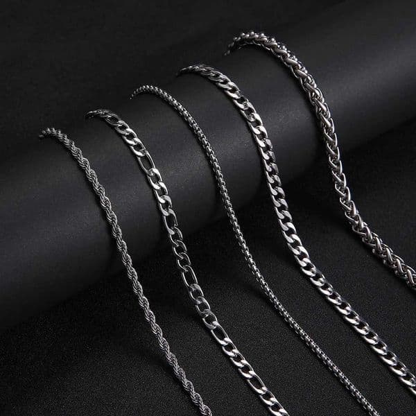Skyrim Basic Punk Stainless Steel Necklace for Men Women 60 cm Long Rope Figaro Cuban Chain for Pendant Jewelry WholesaleW251105