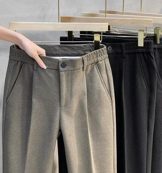 Mens Woolen Straight Leg Pants Autumn Winter Thiened Casual Long Trousers Faionable Korean Sle Nine Points Pants 251104BJ