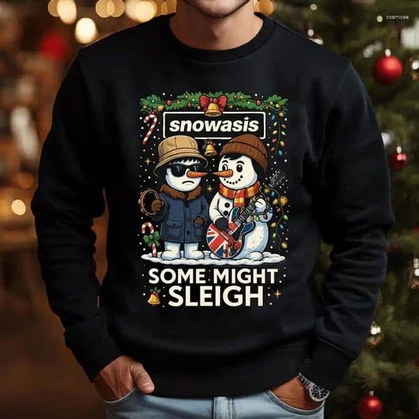 Men's Hoodies Snowasis Christmas Jumper Some Might Sleigh Santa Funny Sweatshirt Holiday Gift For Music Autumn And Winter Long Sleeve
