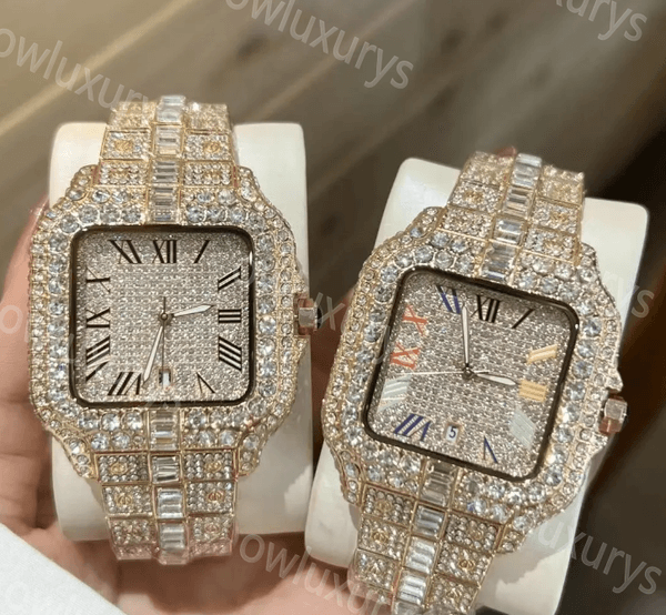 Vvs1 Moissanite Watch Custom Men Women High-end Luxury Bling Full Diamond Hip Hop Iced Out Stainless Steel Mechanical Watch
