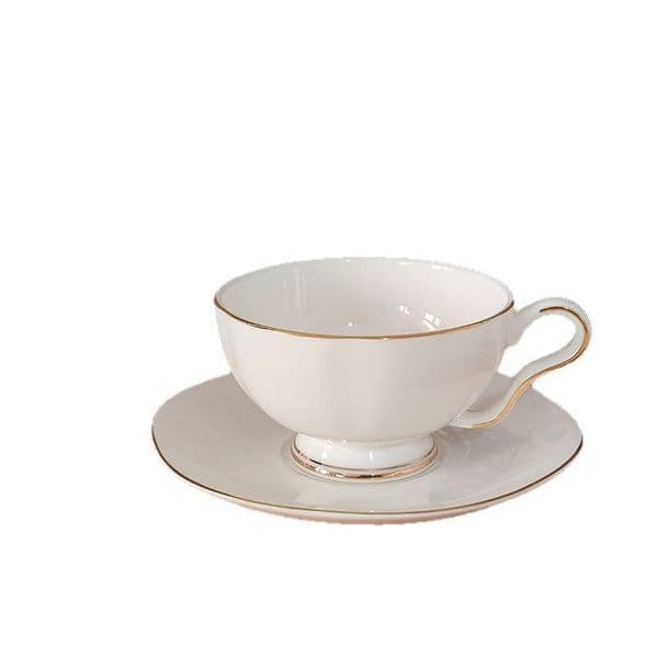 Minimalist Design Ivory Ceramic Teacup & Plate Pair Perfect for Gifts