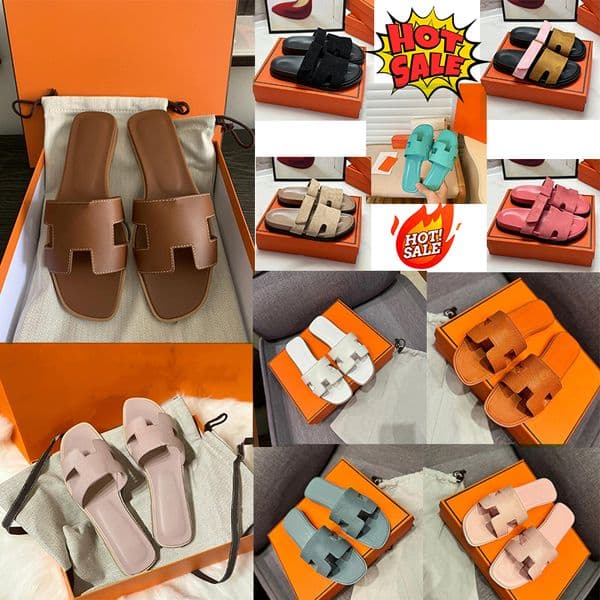 2026 with dustbag designer sandals slippers slide womens casual black green brown leather pink girl lady womens flat rubber daily outfit party big size 35-42