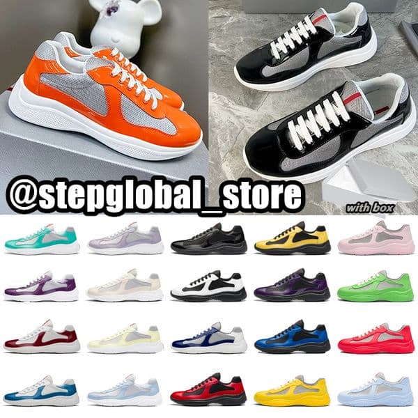2025 Free delivery designer shoes Luxury dress America cup Casual low bright leather Trainers cup Rubber Fabric mens women Outdoor Comfortable sneakers WITH BOX