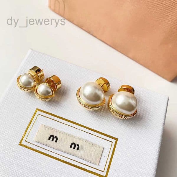 Jewelrys 18k gold M brand letters designer earrings stud for women retro vintage luxury pearl round ball double side wear Chinese earring earings ear rings charm jewe