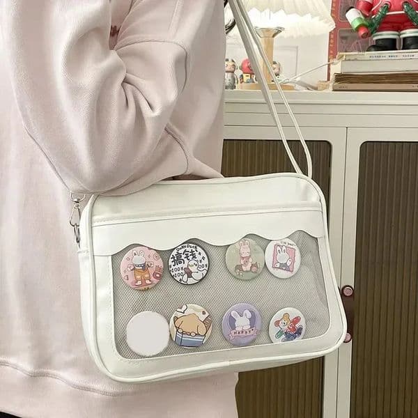 Japanese Harajuku Ita Bag for Women PU Transparent Pocket Itabag High School Girls Uniform JK Crossbody Shoulder Handbags 251105