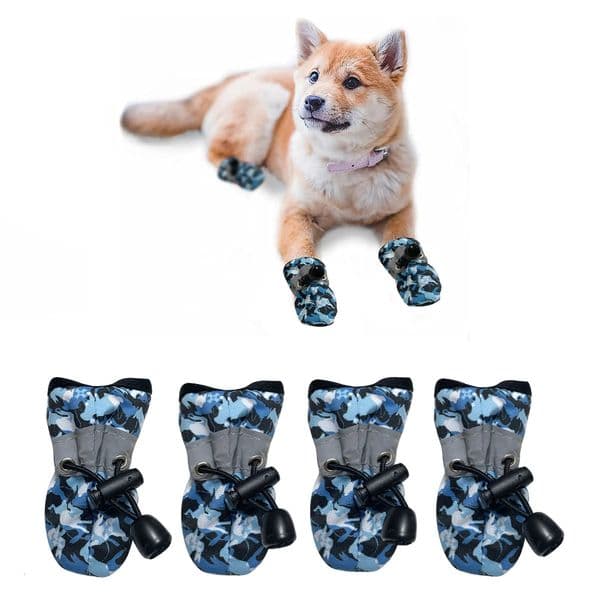 Dog Shoes for Large Dogs with Printed Medium Dog Boots Paw Protectors Summer Pavement Water-Resistant in Rainy Weather Ou 250402BJ