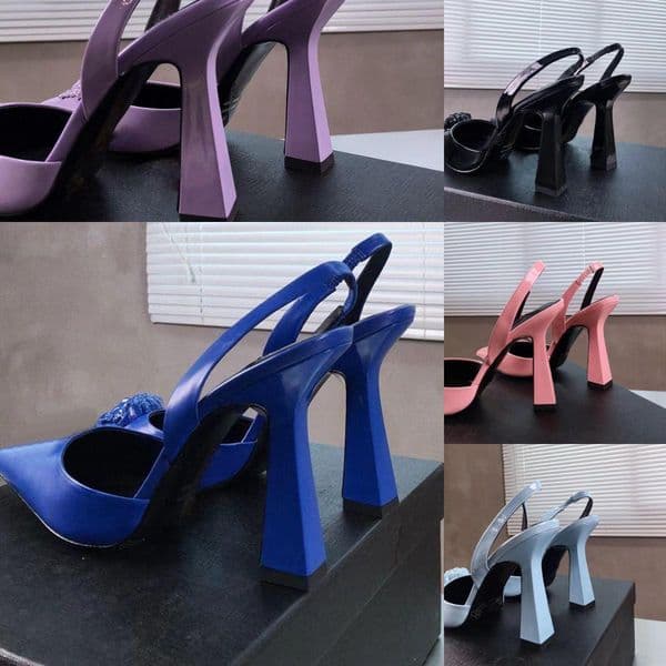 2025 Dress Shoes latest fashion Pink Patent Leather high heels shoes pointed decorative pump Dress dinner shoes Luxury Designer Sandals 35-42