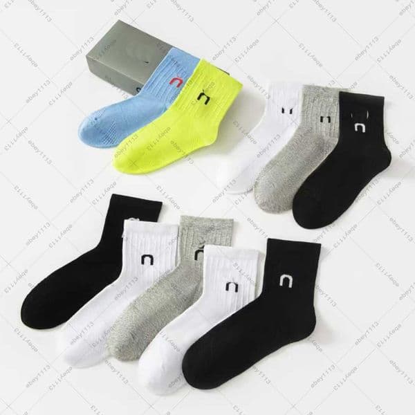 mens socks designer socks oncloud men solid color classic middle long socks running sock