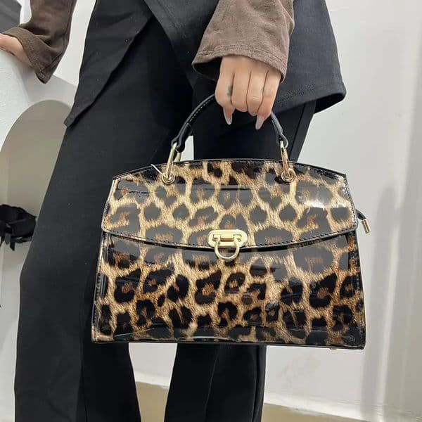 Womens Fashion Retro Leopard Print Tote Bag Large Capacity Handbag Trendy Shoulder Crossbody Bag 251106