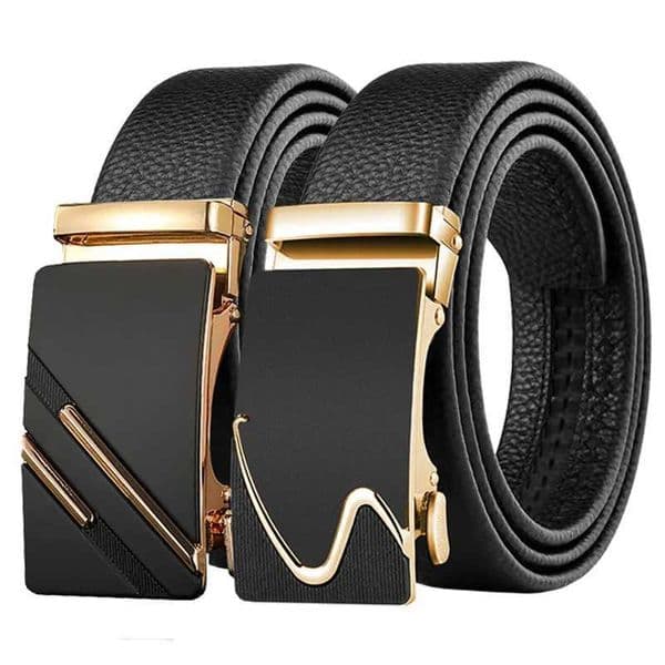 Mens Fashion Leather Belt - Genuine Leather High Quality PU Soft Leather Metal Buckle Belt Suitable for Work Pants and JeansXJ251106