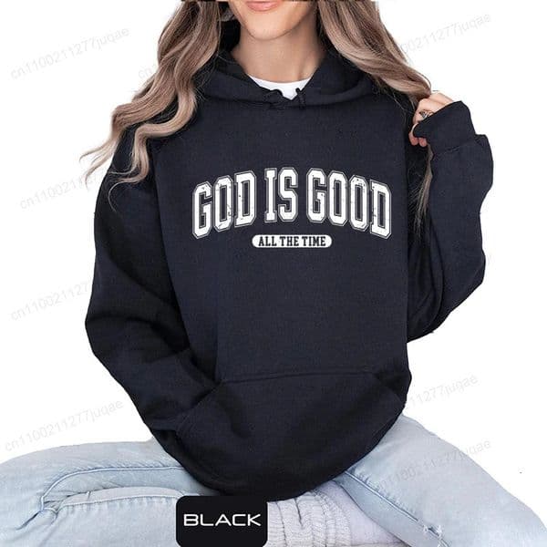 Retro Christian SweatshirtGod Is Good All The Time HoodiesChristian Christmas SportwearFaith Fleeece Sweatshirt for Women Top 251105