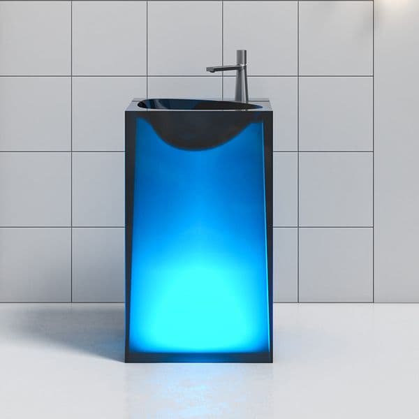 Transparent Column Basin with Integrated Stand Floor-Standing Vanity Unit for Compact Spaces Luxury Column Basin Washbasin for Hotels